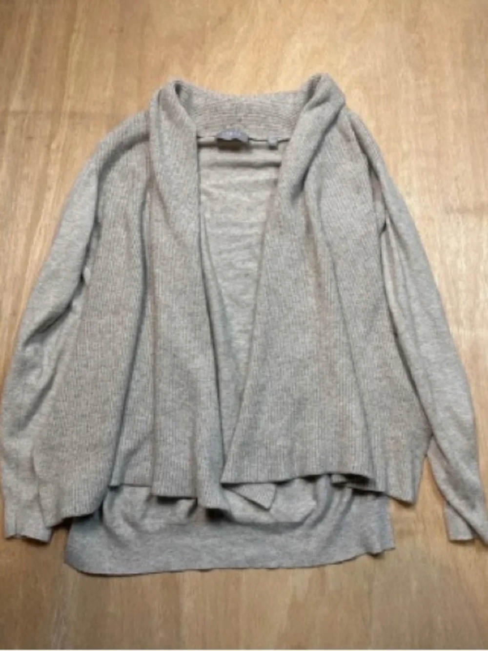 Light Gray Open-Front Knit Cardigan Sweater